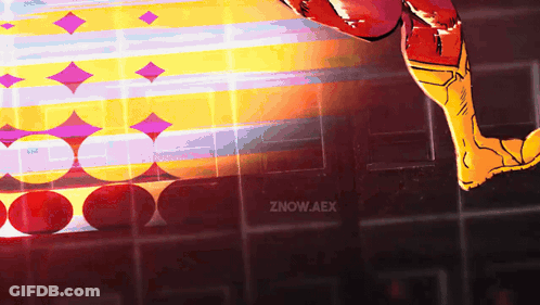 A Cartoon Of A Superhero With The Letters Znow Aex Behind Him GIF
