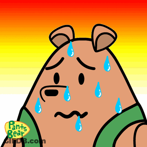 A Cartoon Of A Sweaty Bear With Pants Bear Written On The Bottom Right GIF