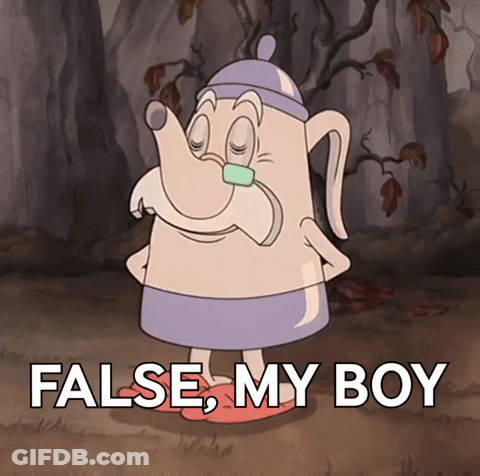 A Cartoon Of A Teapot With The Words False My Boy On The Bottom GIF