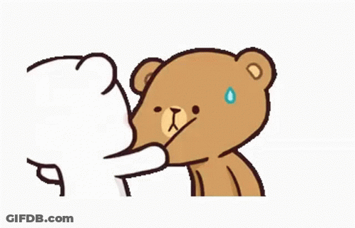 A Cartoon Of A Teddy Bear And A Cat Standing Next To Each Other . GIF
