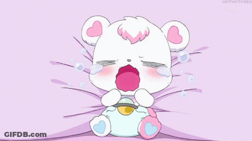 A Cartoon Of A Teddy Bear Crying With The Hashtag Hothotmiso GIF