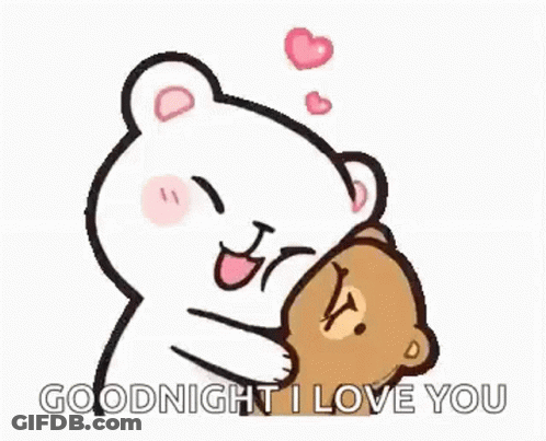 A Cartoon Of A Teddy Bear Hugging Another Teddy Bear And Saying Goodnight I Love You . GIF