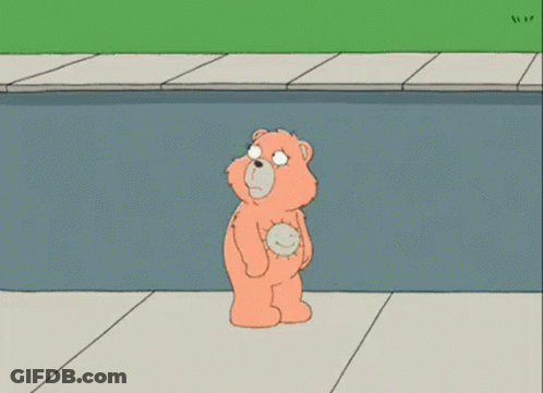 A Cartoon Of A Teddy Bear Jumping Into A Swimming Pool GIF