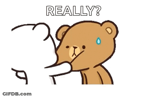 A Cartoon Of A Teddy Bear Kissing Another Teddy Bear With The Words `` Really '' Written Above It . GIF