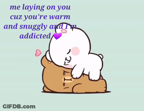 A Cartoon Of A Teddy Bear Laying On Top Of Another Teddy Bear With The Words Me Laying On You GIF