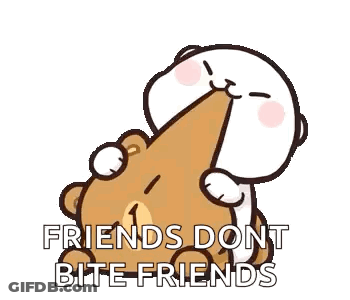 A Cartoon Of A Teddy Bear Licking Another Teddy Bear 'S Face . GIF