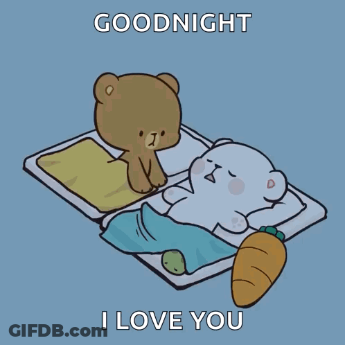 A Cartoon Of A Teddy Bear Standing Next To A Sleeping Teddy Bear GIF