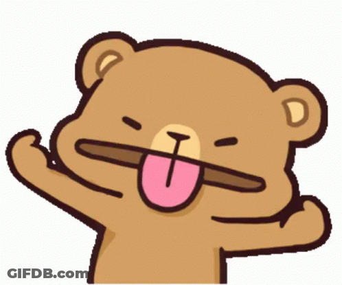 A Cartoon Of A Teddy Bear Sticking Out His Tongue GIF