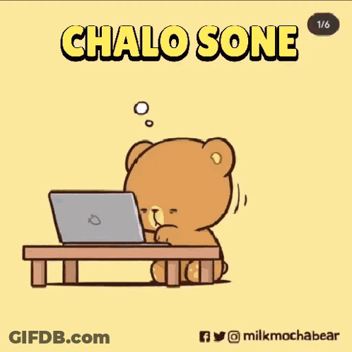 A Cartoon Of A Teddy Bear Using A Laptop Computer GIF