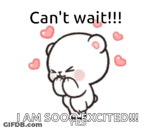 A Cartoon Of A Teddy Bear With Hearts Around It And The Words `` Can 'T Wait !!! '' . GIF