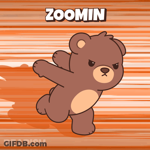 A Cartoon Of A Teddy Bear With The Name Zoomin Written Above It GIF