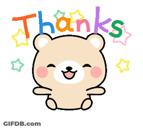 A Cartoon Of A Teddy Bear With The Word Thanks Written Above It GIF