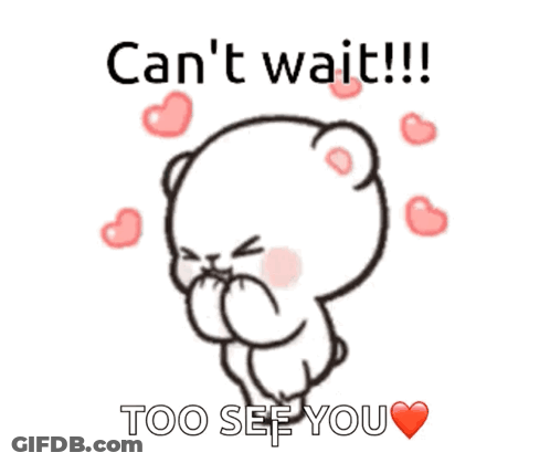 A Cartoon Of A Teddy Bear With The Words Can 'T Wait Too See You Above It GIF