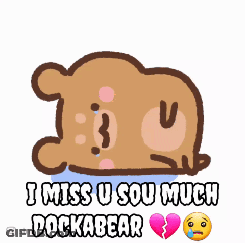 A Cartoon Of A Teddy Bear With The Words I Miss U Sou Much Dockabear GIF