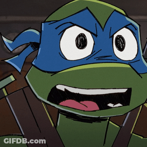A Cartoon Of A Teenage Mutant Ninja Turtle With His Mouth Open GIF