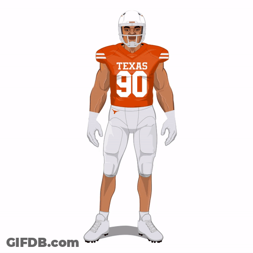 A Cartoon Of A Texas Football Player With His Hands In His Pockets GIF