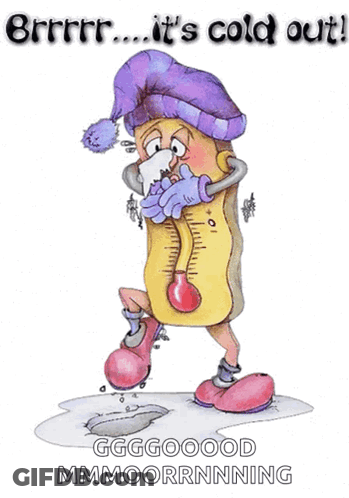 A Cartoon Of A Thermometer With The Words " It 'S Cold Out " On It GIF