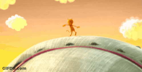 A Cartoon Of A Tiger Jumping Off A Cliff GIF