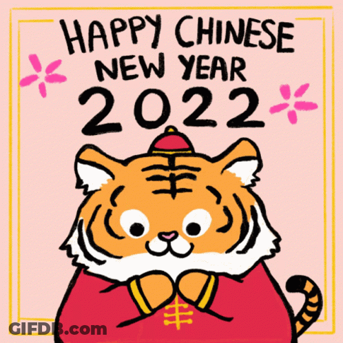 A Cartoon Of A Tiger Wishing A Happy Chinese New Year GIF