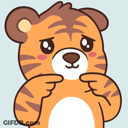A Cartoon Of A Tiger With A Sad Look On Its Face GIF