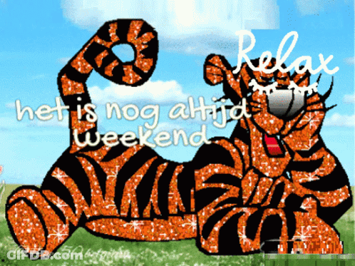 A Cartoon Of A Tiger With The Words Relax Written Above It GIF