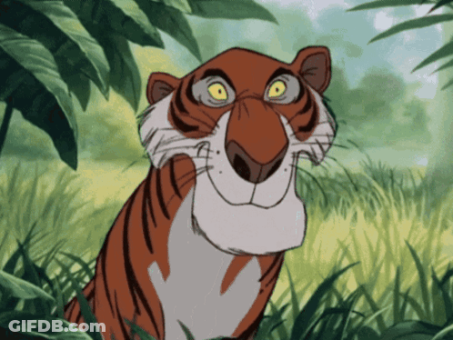 A Cartoon Of A Tiger With Yellow Eyes GIF