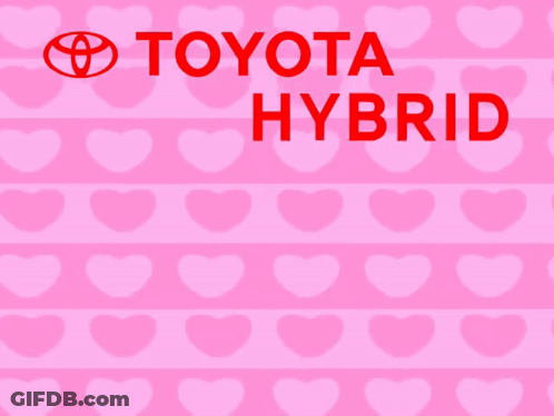A Cartoon Of A Toyota Hybrid With A Pink Background GIF