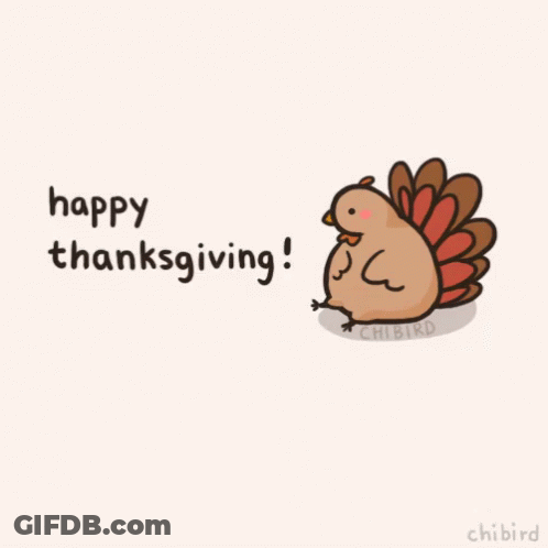 A Cartoon Of A Turkey With The Words Happy Thanksgiving GIF