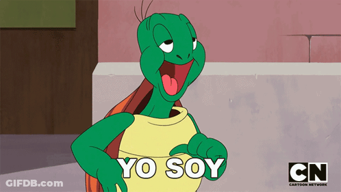 A Cartoon Of A Turtle That Says Yo Soy On It GIF