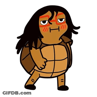 A Cartoon Of A Turtle Wearing Glasses And Making A Face GIF