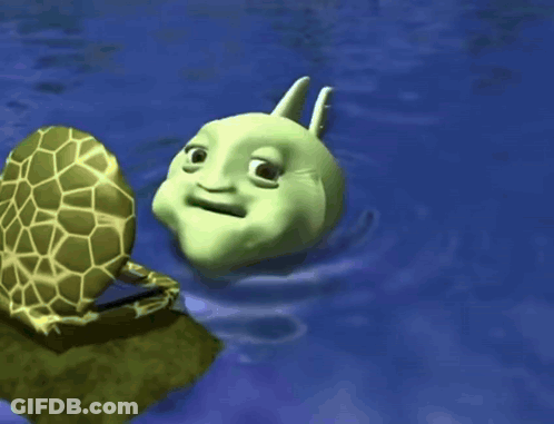 A Cartoon Of A Turtle With A Man 'S Face On Its Back GIF
