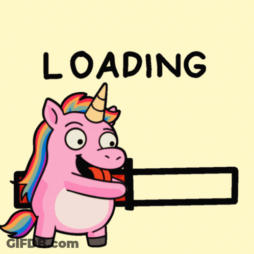 A Cartoon Of A Unicorn With A Loading Bar GIF