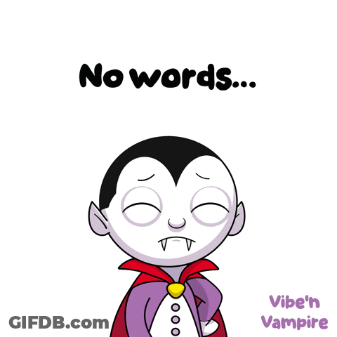 A Cartoon Of A Vampire Covering His Face With His Hand And The Words No Words Below Him GIF