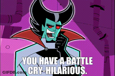 Vampire Cartoon With Battle Cry Hilarious GIF