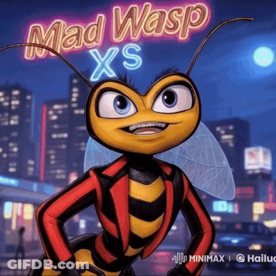 A Cartoon Of A Wasp With The Words Mad Wasp Xs On The Bottom GIF