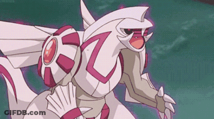 A Cartoon Of A White And Pink Pokemon With A Purple Background . GIF