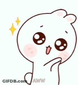 A Cartoon Of A White Bear With Big Eyes And A Pink Nose . GIF