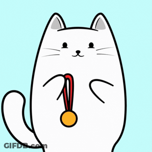 A Cartoon Of A White Cat With A Red Circle Around Its Head GIF