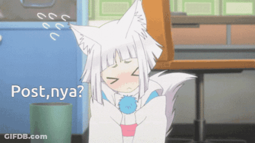 A Cartoon Of A White Fox With The Words Post Nya Written On The Bottom GIF
