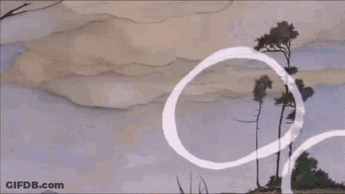 A Cartoon Of A Wizard Standing Next To A Tree Holding A Staff GIF