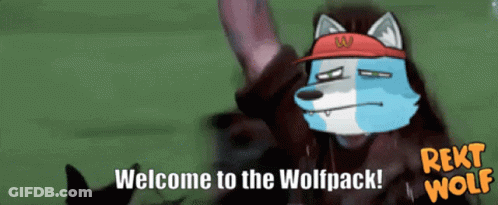 A Cartoon Of A Wolf With The Words Welcome To The Wolfpack On The Bottom GIF