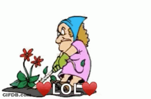 A Cartoon Of A Woman Cutting Flowers With A Thought Bubble Saying Darn Who Said That Working In The Garden Is Relaxing GIF