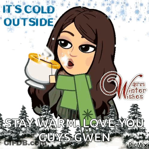 A Cartoon Of A Woman Drinking A Cup Of Hot Chocolate GIF