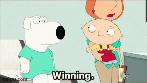 A Cartoon Of A Woman Holding A Baby With The Word Winning On The Bottom GIF