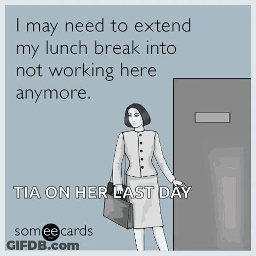 A Cartoon Of A Woman Holding A Briefcase Says I May Need To Extend My Lunch Break GIF