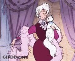 A Cartoon Of A Woman Holding A Cat In Her Arms GIF