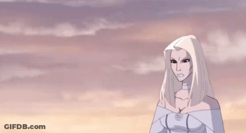 A Cartoon Of A Woman Holding A Lightning Bolt In Her Hand . GIF