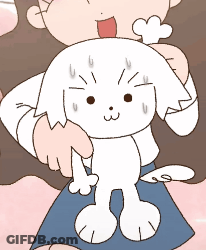 A Cartoon Of A Woman Holding A White Dog GIF