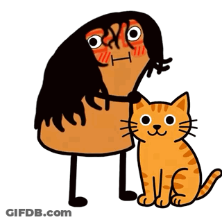 A Cartoon Of A Woman Hugging A Cat GIF