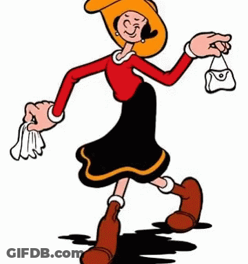 A Cartoon Of A Woman In A Hat Holding A Purse And A Napkin . GIF
